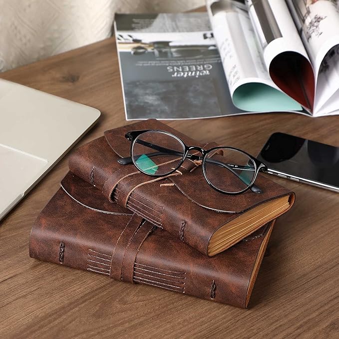 Leather Bound Journal for Men/Women, Rustic Vintage Handmade Large Writing - Image 4
