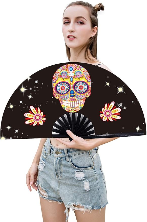 Amajiji Large Folding Hand Rave Fan Popping Fan - Image 2