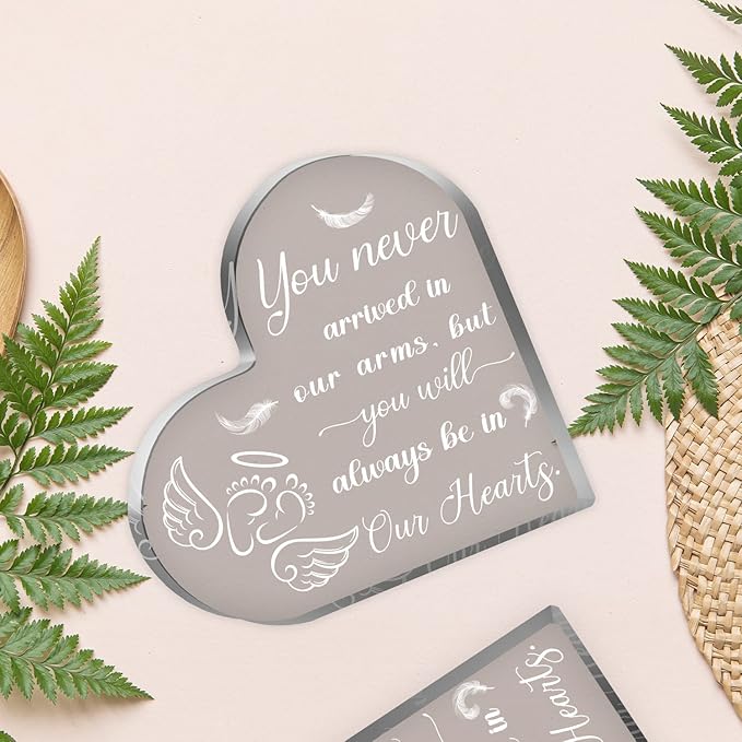 Miscarriage Gifts for Mothers, Acrylic Heart Paperweight Keepsake, Infant Loss - Image 3