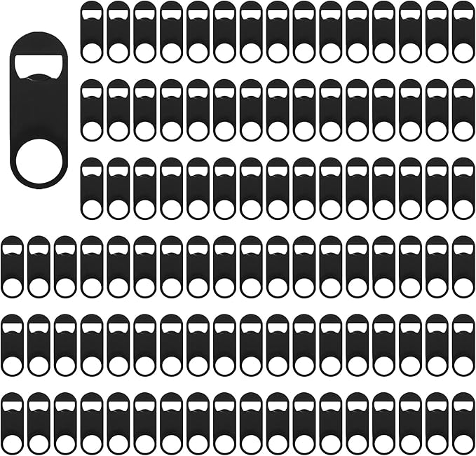 100 Pack Flat Beer Bottle Opener 3.5 inch Stainless Steel Flat Bottle Opener by Yugada