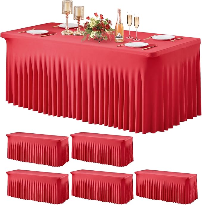 Wish Care 6 Pack Red Spandex Table Clothes by WishCare