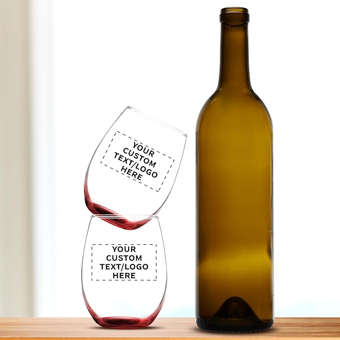 Custom Stemless Wine Glass 9 oz. Set of 50, Personalized Bulk Pack - Image 7