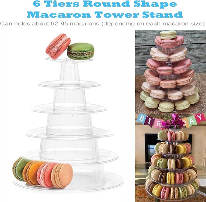 Macaron Tower Stand, 6 Tiers Macaron Display Macaroon Stand Tower Desserts - Image 2