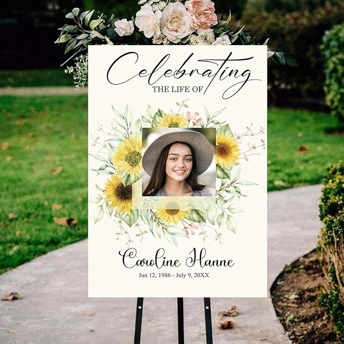Sunflower Large Funeral Sign, Personalized Memorial Welcome Sign, Forever in - Image 2