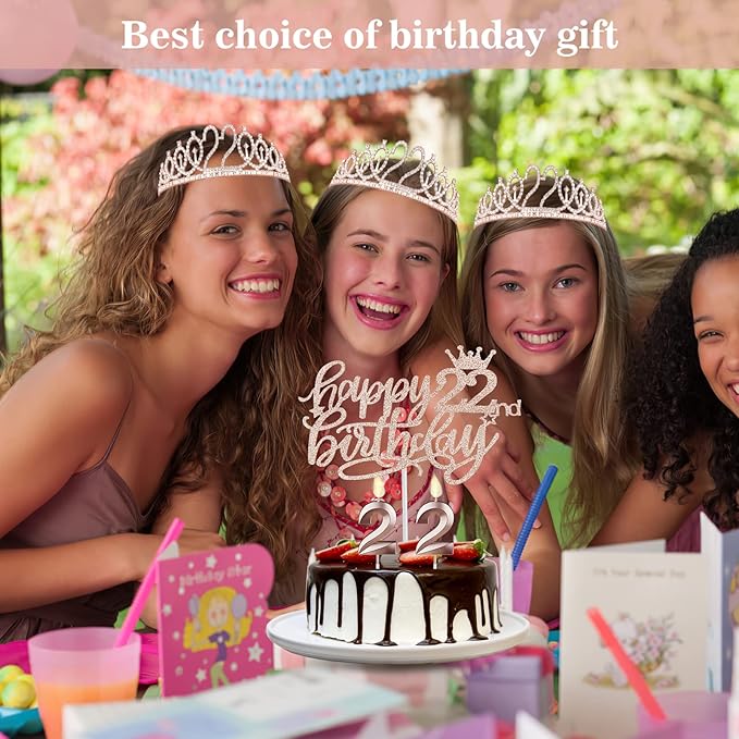 22 Birthday Decorations for Women Including Sash and Tiara, Cake Topper and - Image 6