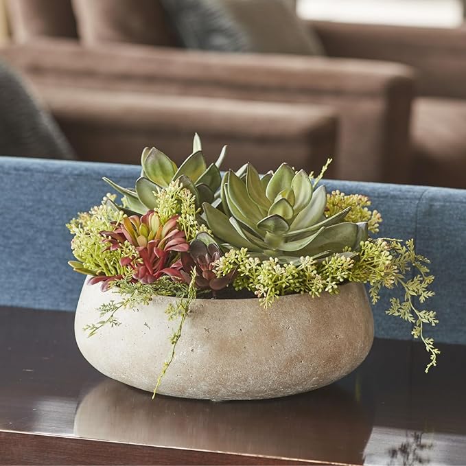 Round Faux Succulent Arrangement, Display on Any Surface in Your Home Adding an by CGHunter