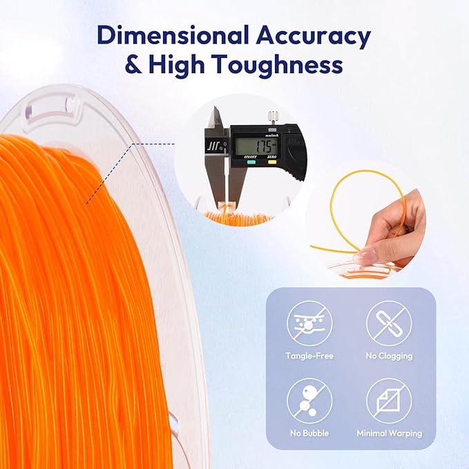 AMOLEN 95A TPU 3D Printer Filament 1.75mm, High Hardness & Resilience TPU Basic - Image 6