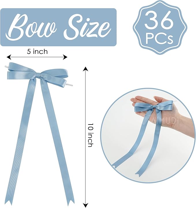 AIMUDI Dusty Blue Bows 5 × 10" Satin Bows - Image 2