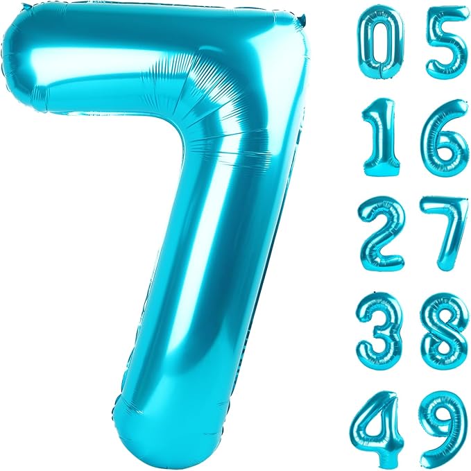 Blue Number 7 Birthday Balloon 40 Inch, Digital Balloons by Upgesy
