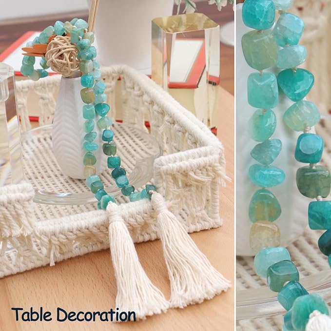Agate Stone Hand Knotted Garland Modern Farmhouse Rustic Table Home Decor - Image 2