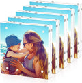 HELPLEX 5 Pack 5x5 Acrylic Picture Frames, 20mm Thicker Frameless Clear Frame by HELPLEX