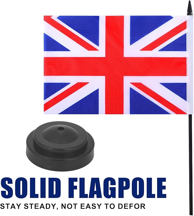 United Kingdom Desk Flag 12" Solid Pole Deluxe Set UK Flags Banner Mini Small - Image 3