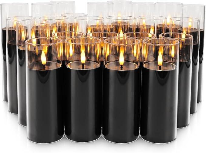 24Pack Black Flickering Flameless LED Candles - Image 2