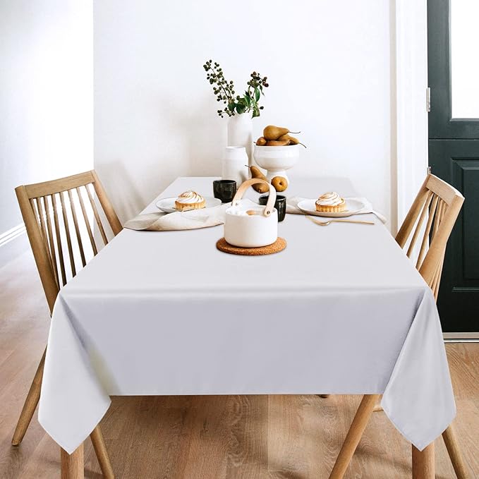 sancua 2 Pack White Tablecloth 60 x 120 Inch, Rectangle 8 Feet Table Cloth - Image 2