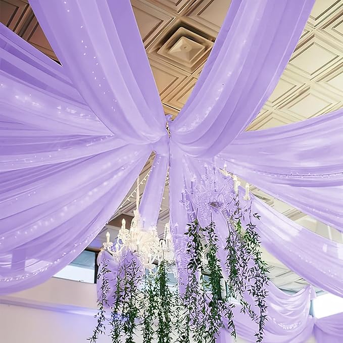 6 Panels Lilac Wedding Ceiling Drapes 5ftx30ft Ceiling Drapes Chiffon Fabric by fani