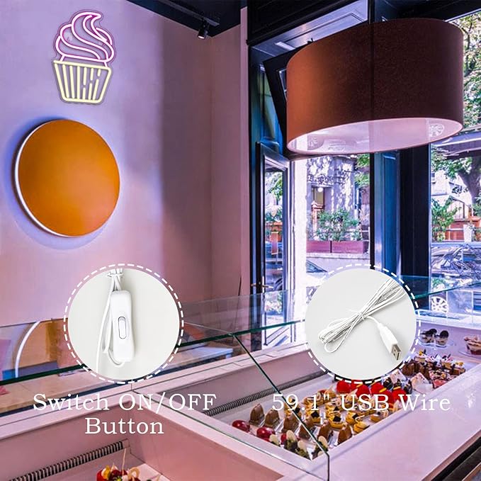 Cupcake Neon Sign Led Pink Warm White Neon Lights - Image 4