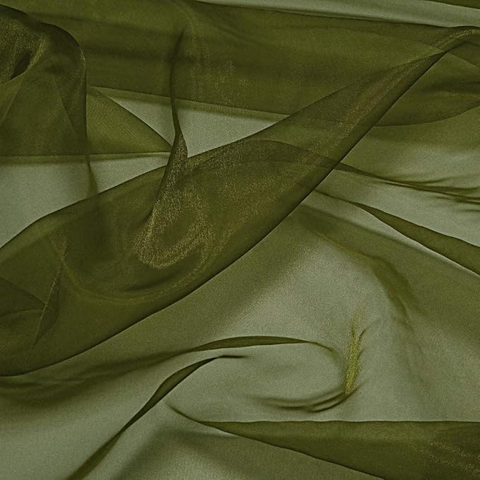VDS Olive Green Organza Fabric, 40 Yards Continuous, 45” Wide, Wedding Party by VDS
