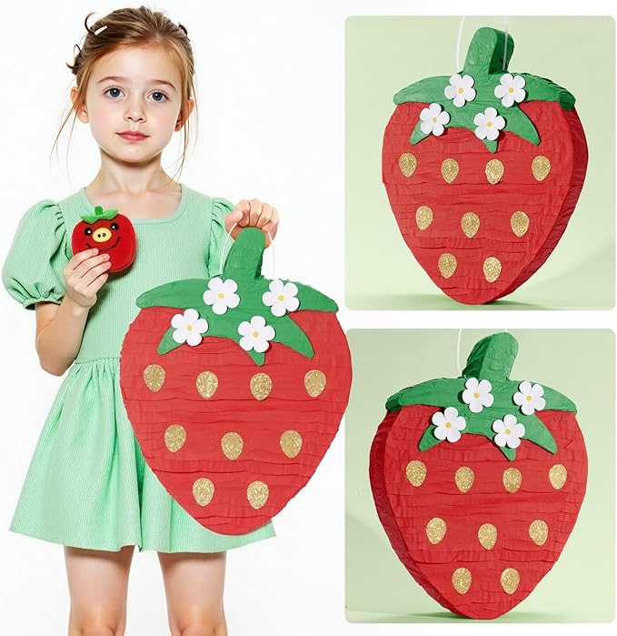 Wernnsai Red Strawberry Piñata For Kids - Image 6