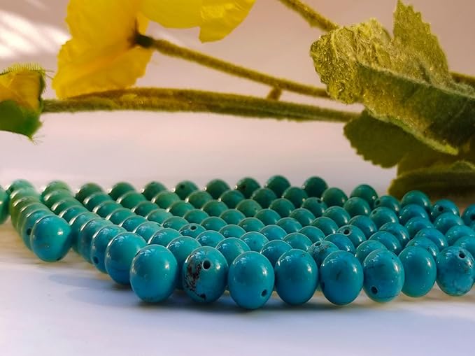 Stone Beads 8mm 100pcs Blue Turquoise Beads Round Loose Gemstones Beads - Image 5