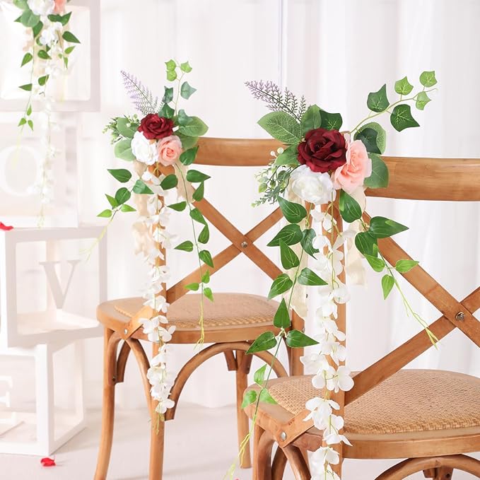 Wedding Aisle Decorations Set of 10 Chair Back Flowers Floral Pew Wedding - Image 3