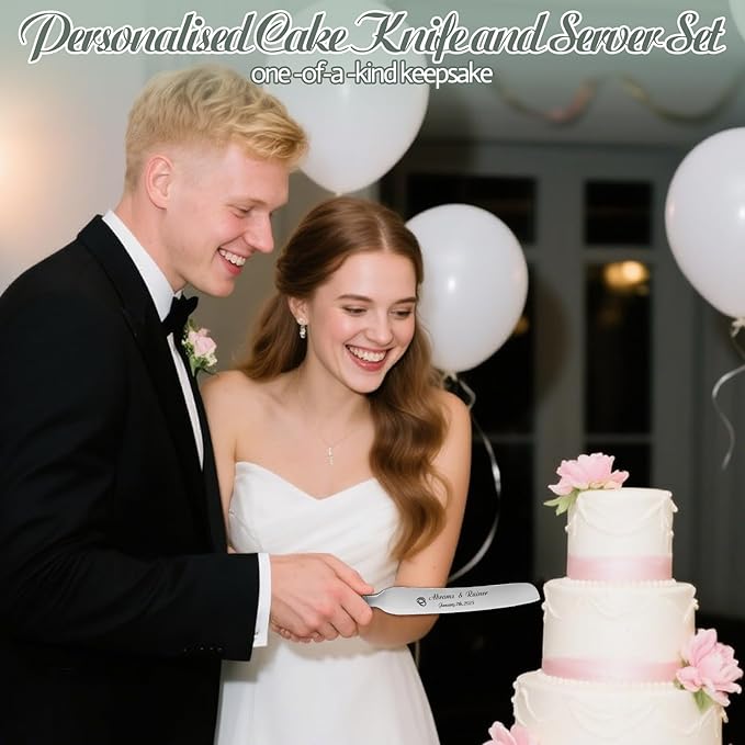 HJX Personalized Wedding Cake Knife and Server Set - Image 2