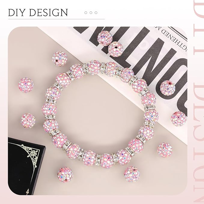 200pcs 10mm Pink AB Rhinestone Beads - Image 4