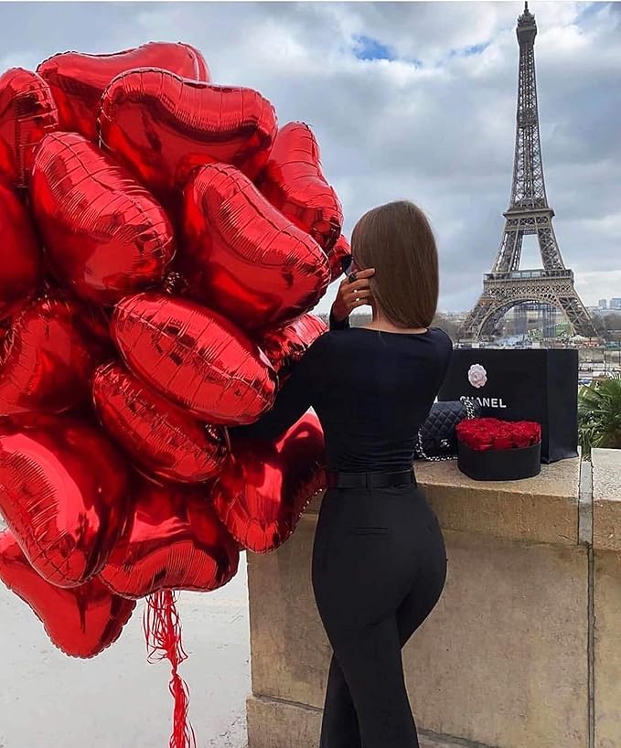 10Pcs Red Foil Heart Shaped Balloons 18 Inch Heart Mylar Balloons - Image 3