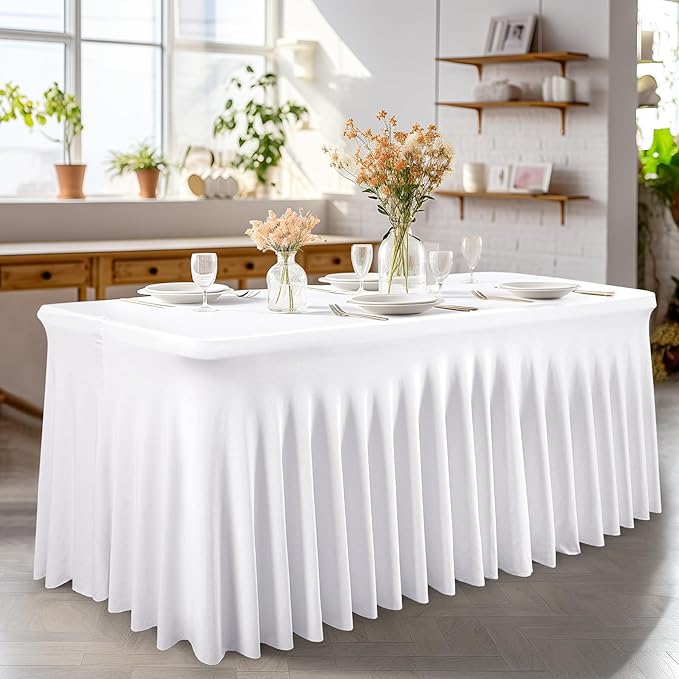 Wish Care 6 Pack White Spandex Table Clothes - Image 7