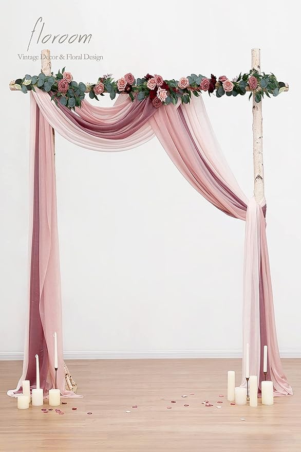 Floroom Wedding Arch Draping Fabric 3 Panels 20Ft Chiffon Fabric Drapes Arbor - Image 3