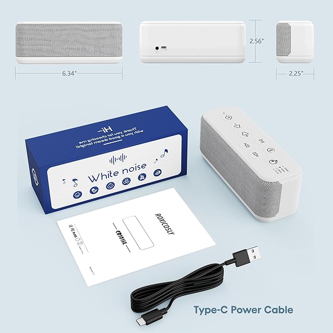 White Noise Sound Machine with Bluetooth, 3000mAh Battery Powered, 40H Long - Image 6