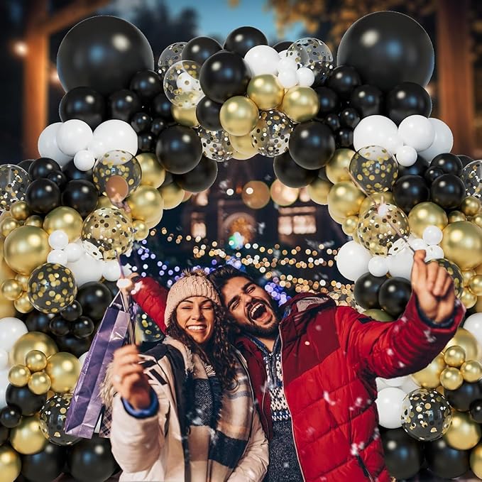 Black White Gold Balloons - Image 6