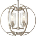 Large Lantern Globe Brushed Nickel Chandelier Lighting, Adjustable Hanging by LIGOTFIRE