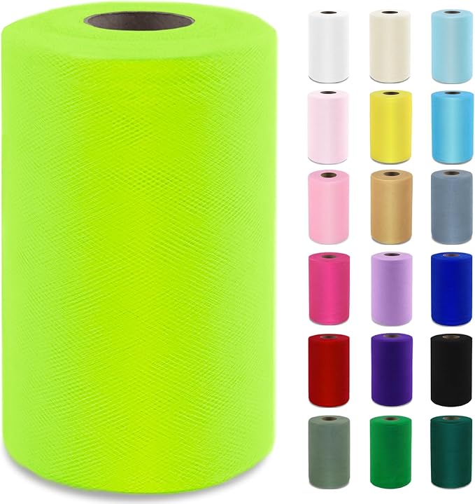 Spring Green Tulle Fabric Roll 6” x 100 Yards – Soft Tulle Spool by Grainear