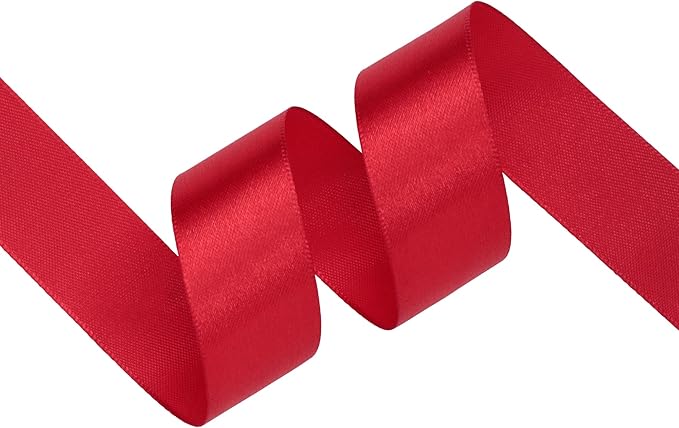 Red Satin Ribbon 1 inch X Continuous 100 Yards, Single Face Polyester Ribbon - Image 2