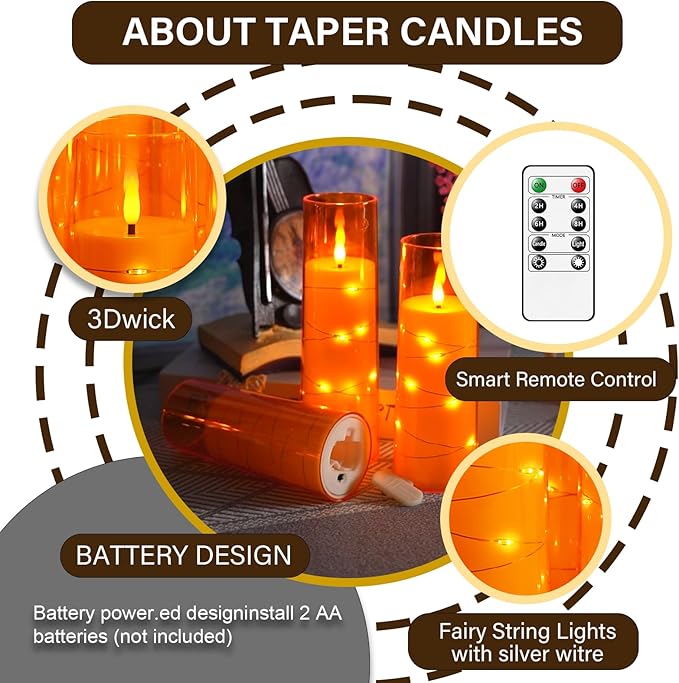 Flameless LED Candles with Timer 9 Pc Flickering Flameless Candles - Image 2