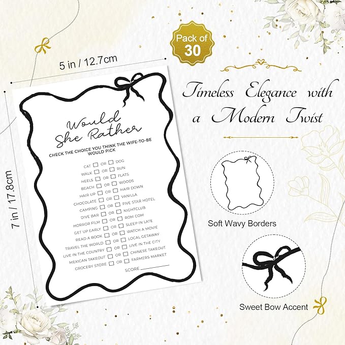 DEEKA 30 PCS Bridal Shower Games Card - Image 2