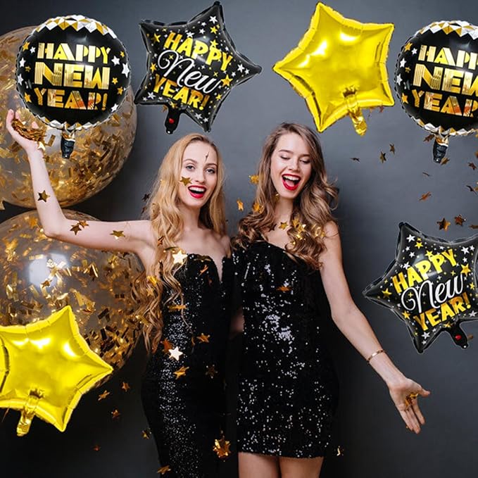 Happy New Years Balloons Set, Large Happy New Year Foil Balloons, New Year - Image 5