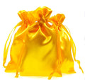 Knitial 4" x 6" Golden Yellow Satin Gift Bags, Wedding Favor Drawstring Bags by Knitial