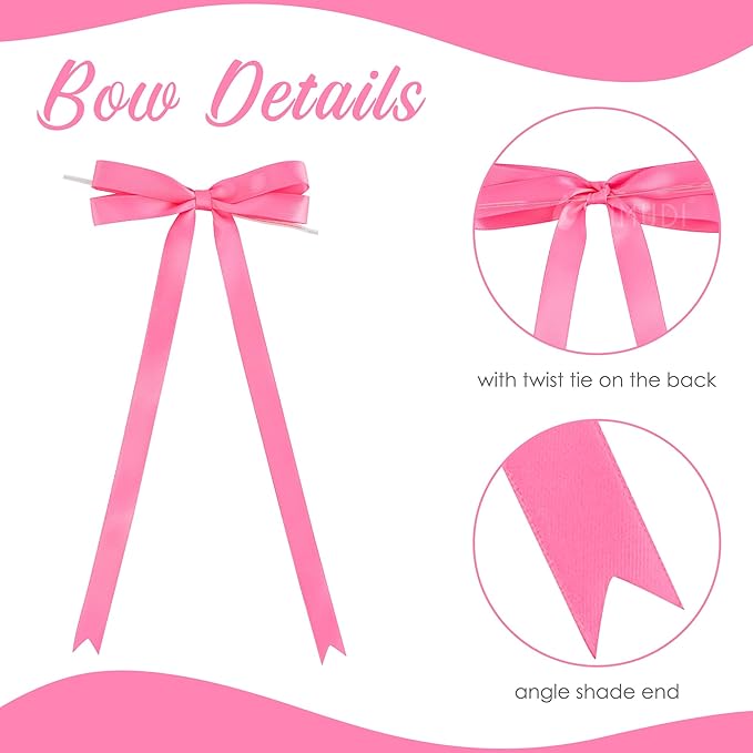 AIMUDI Hot Pink Bows 5 × 10" Satin Bows - Image 4