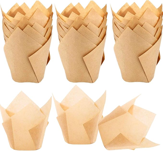 150pcs Tulip Cupcake Liners Natural Baking Cups Muffin Paper Liner Grease-Proof by Staruby