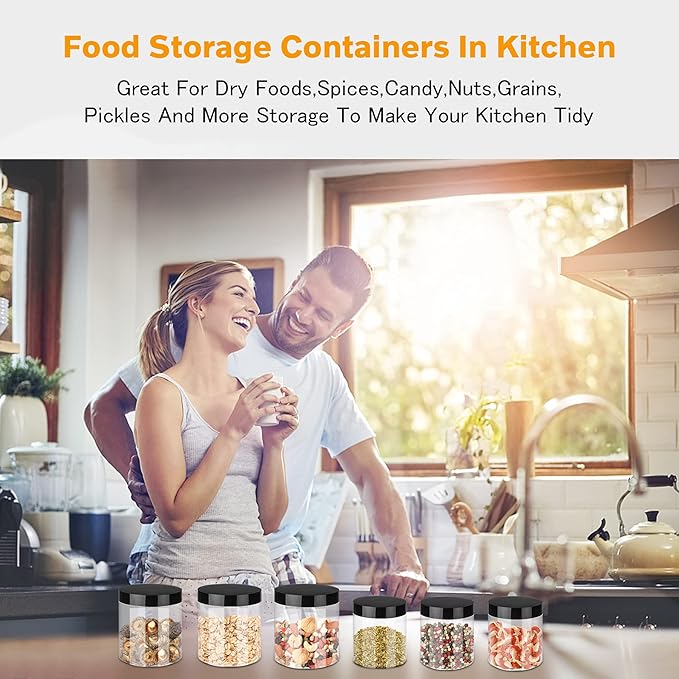 Plastic Jars with Lids 8 oz & 14 oz 24Pcs Clear Plastic Slime Storage Jars - Image 4