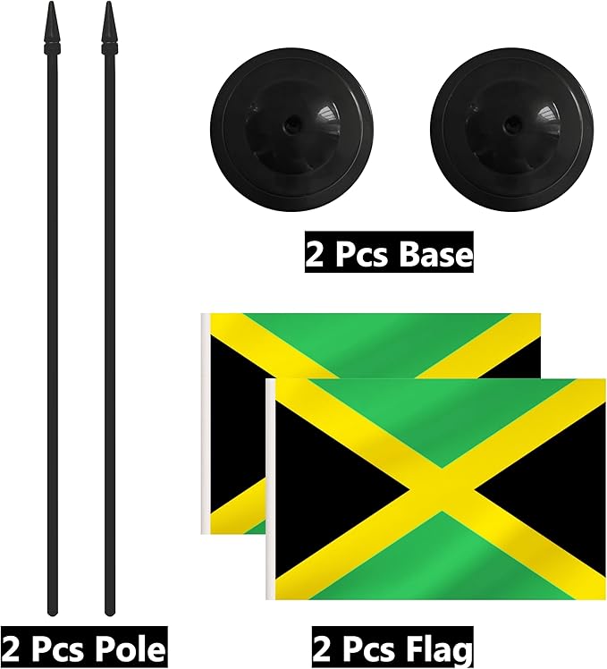 2 Pack Jamaica Desk Flag Set, Jamaican Desktop Small Miniature Table Office Flag - Image 6