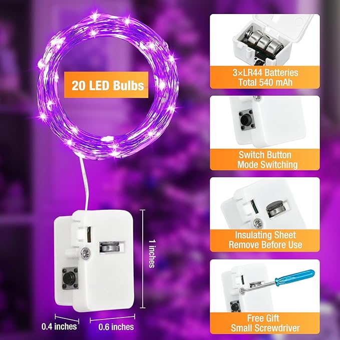 12 Pack Fairy Lights Battery Operated - 7ft 20 Led Twinkle Lights 3 Modes - Image 7