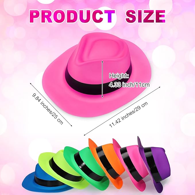 48 Pieces Neon Mafia Style Party Hats - Image 2