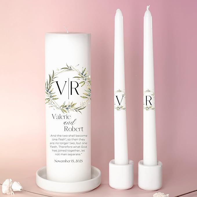 Unity Candles for Wedding, Modern Unity Set, Custom and Personalized Pillar and - Image 8