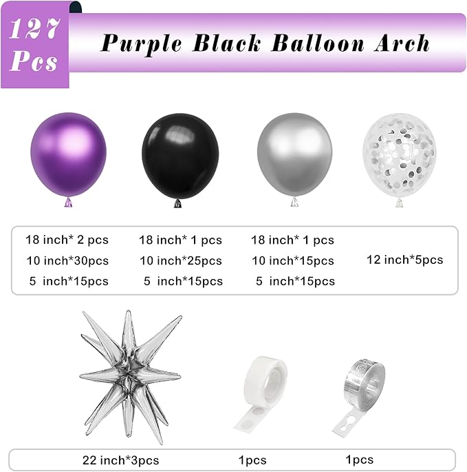 Metallic Purple Balloon Garland Arch Kit - Image 2