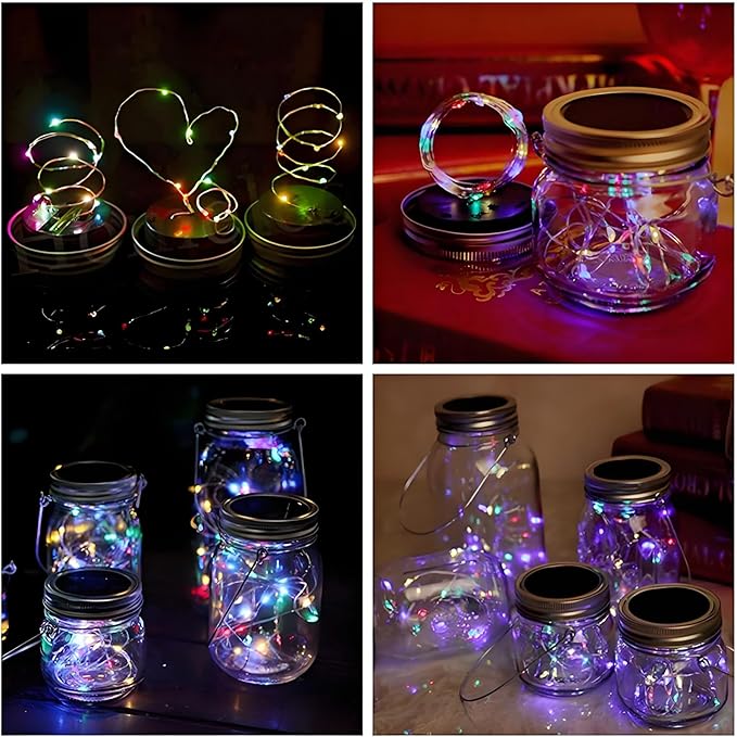 VOOKRY 12 Pack Solar Mason Jar Lights, 30 LED Mason Jar Lids Waterproof Firefly - Image 2