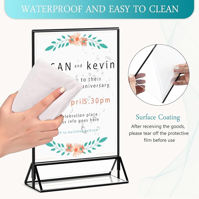 Zonon Acrylic Sign Holder 5x7, 6 Pack Vertical Double Sided Menu Display Stand - Image 4