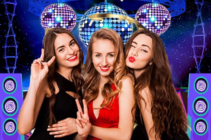 Disco Backdrop 7 x 5 ft Retro Glow Party 70s 80s 90s Theme Stage Dance - Image 2