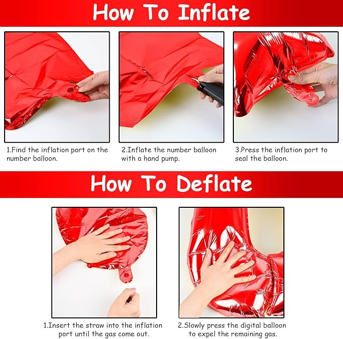 Red Number 1 Balloons, 40 Inch Large Foil Number Balloons Set 0-9 - Image 7